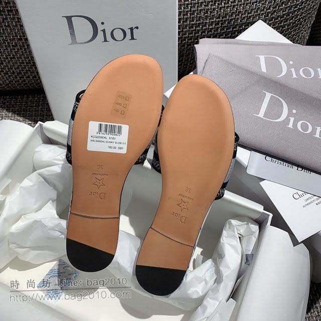 DIOR女鞋 迪奧2021專櫃新款磨砂新大底涼拖 Dior一字型刺繡平拖  naq1495